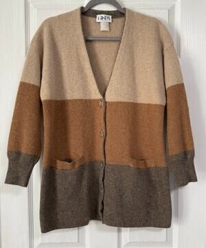 GISPA Made In Italy Women's Wool Colorblock Cardigan Sweater Size US 4